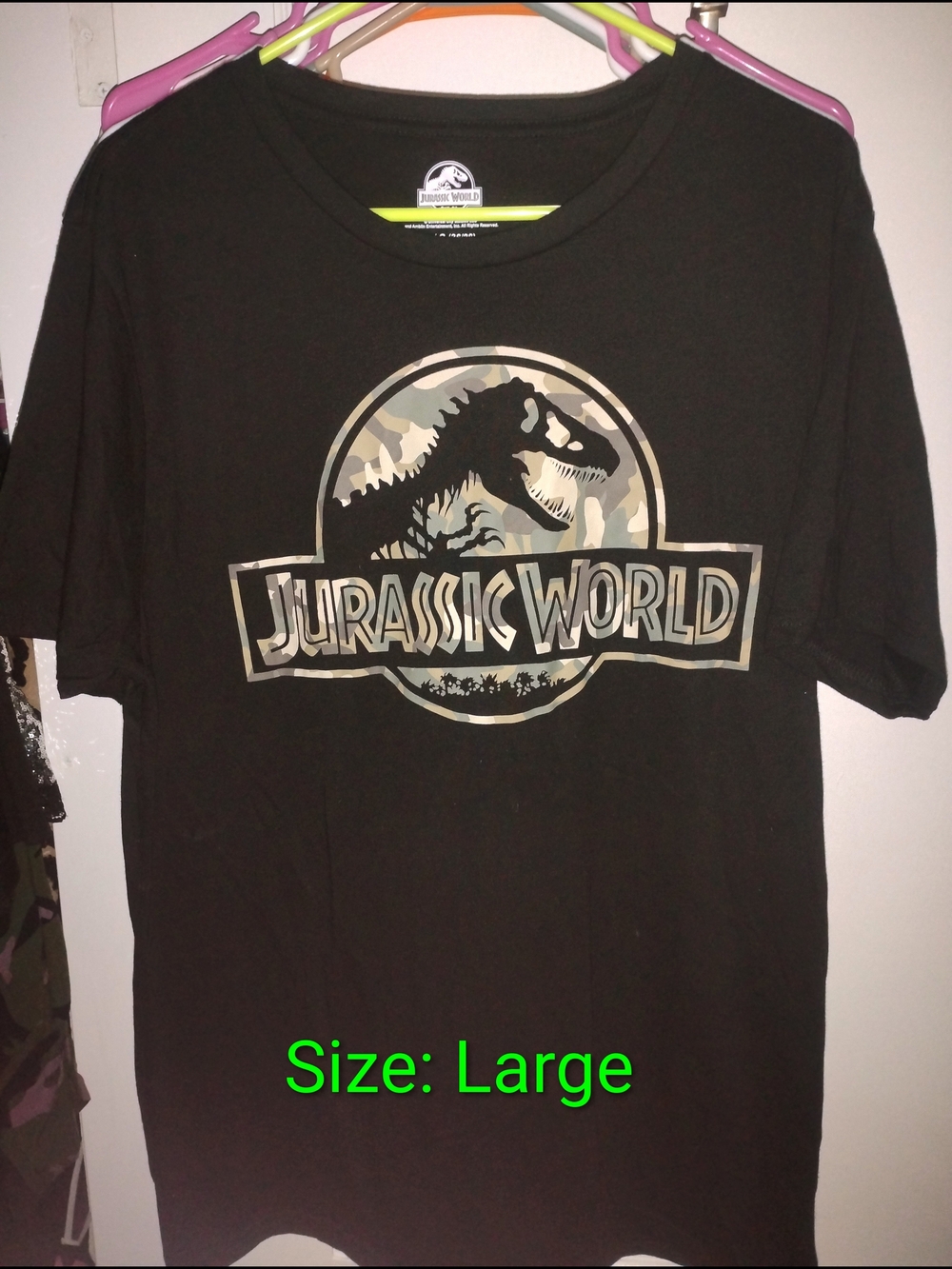 Jurassic World Men's Black Graphic Short-Sleeve Tee